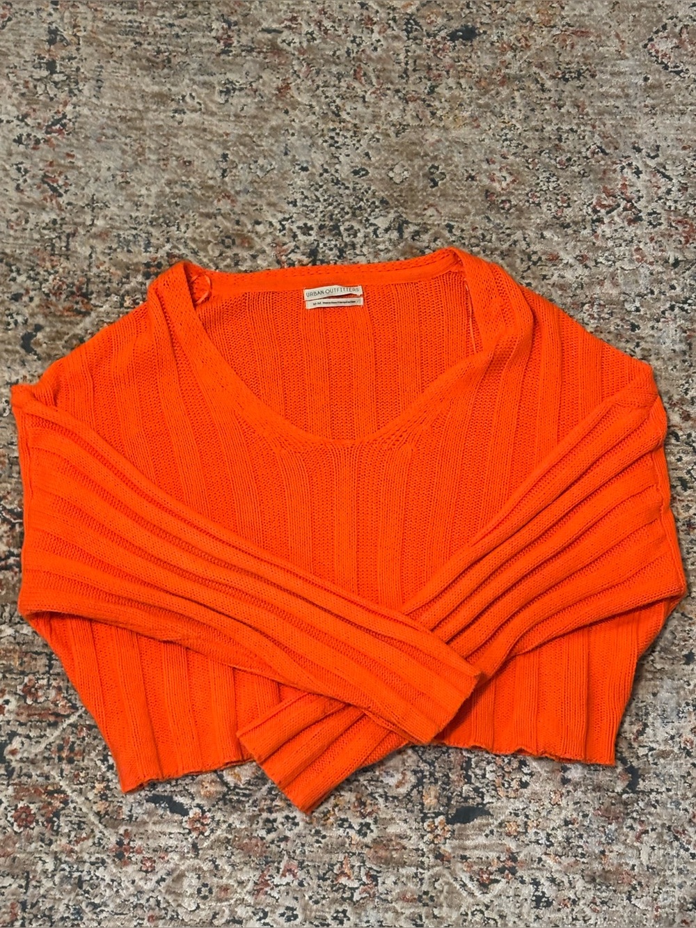 Urban Outfitters Vibrant Orange Ribbed V-Neck Sweater